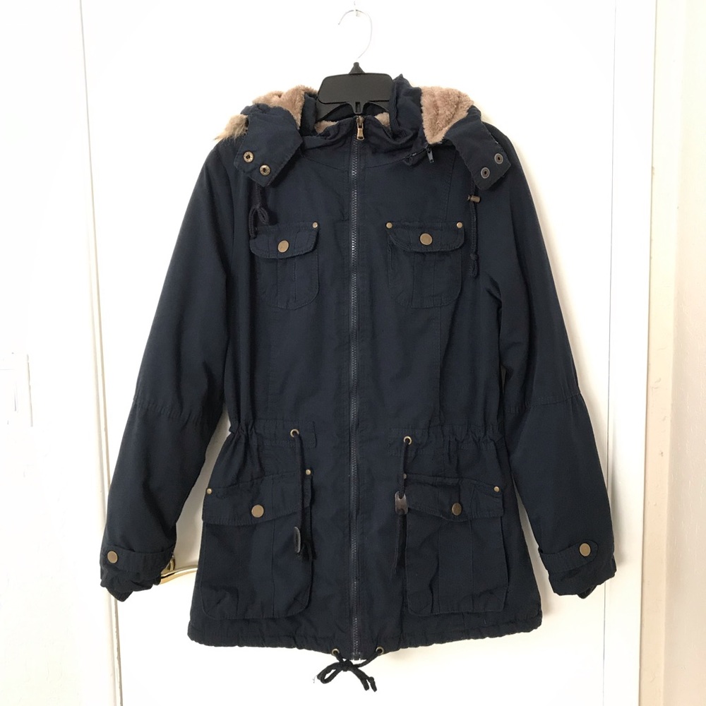 Faux fur parka jacket